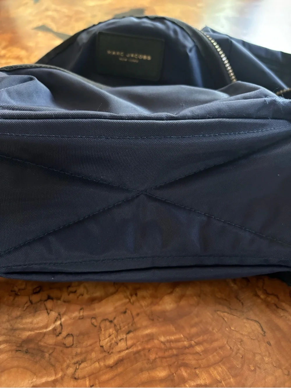Marc Jacobs Navy Nylon Medium Backpack with Gold Hardware